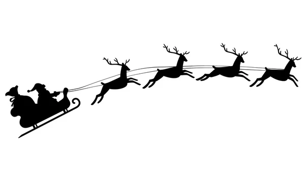 Silhouette di Babbo Natale equitazione — Vettoriale Stock