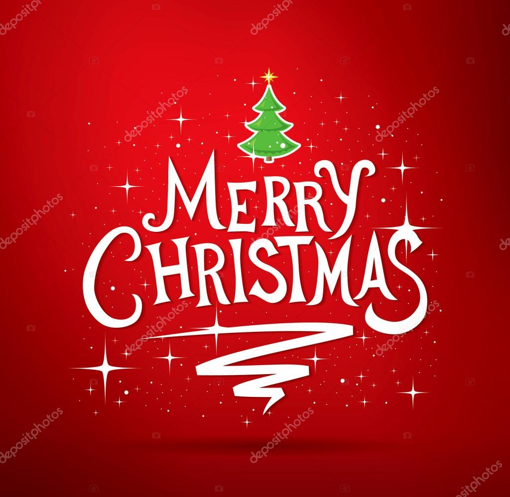 Merry Christmas lettering. Christmas greeting card.