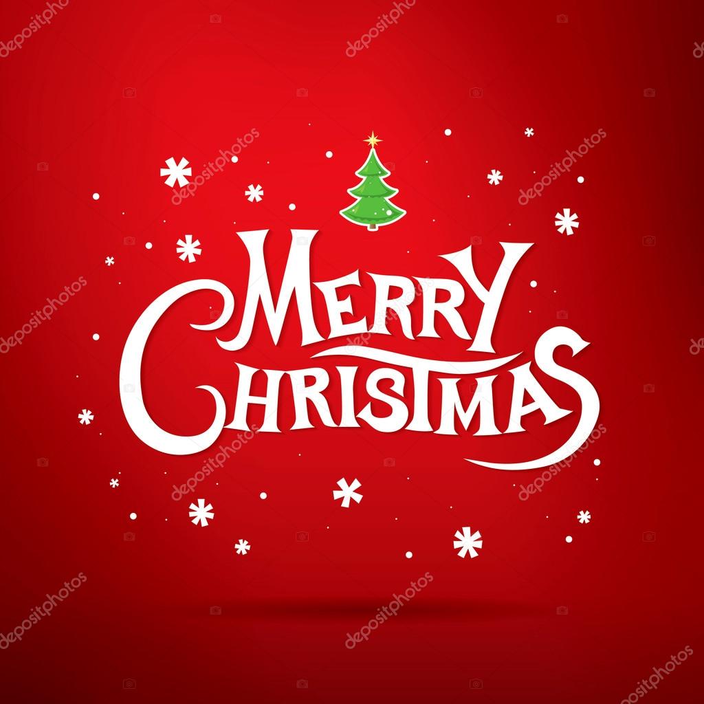 Merry Christmas lettering. Christmas greeting card.