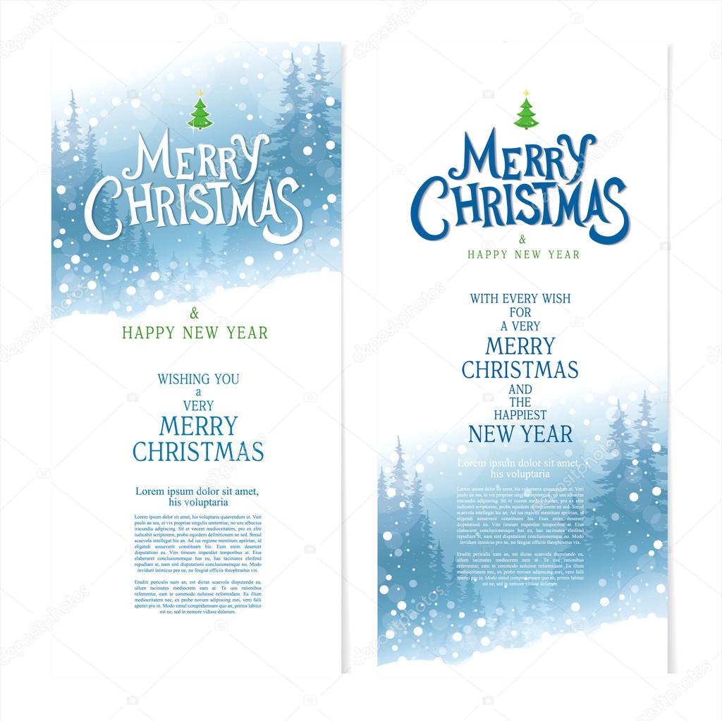 Merry Christmas and Happy New Year. Christmas greeting cards.
