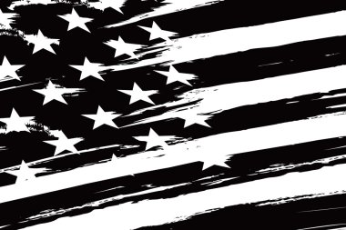 black and white american flag.