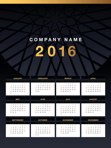 Calendrier mural 2016 design — Image vectorielle