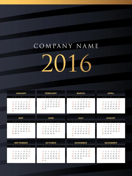 Wandkalender 2016 Design — Stockvektor