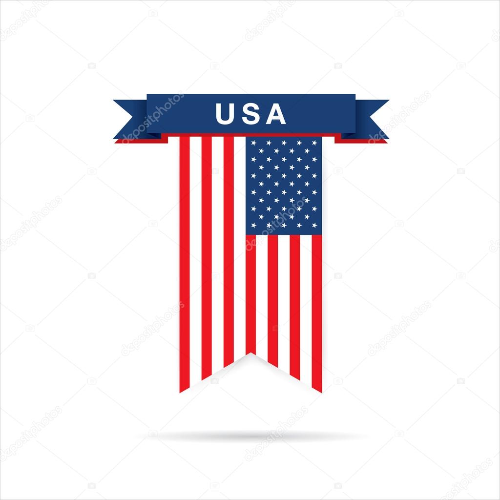 American flag on white background