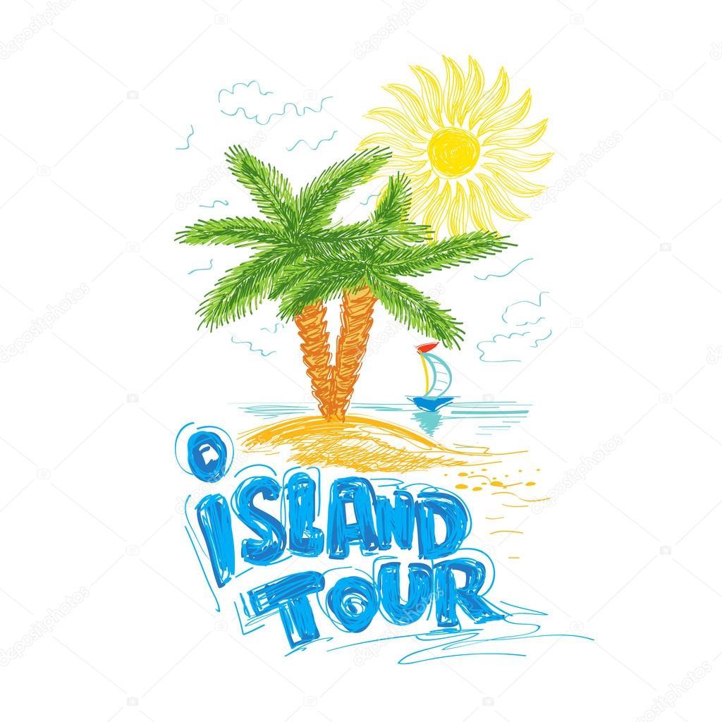 island tour travel illustration