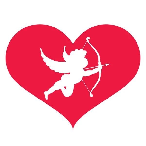 Silueta de Cupido. Diseño del día de San Valentín — Vector de stock