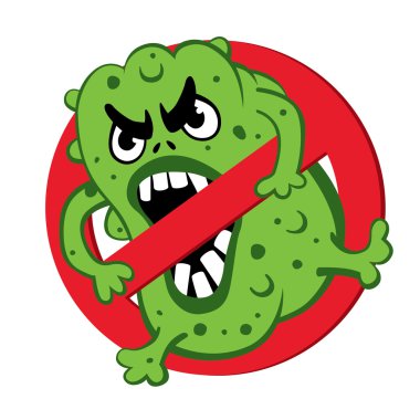 sign ban bad microbes clipart