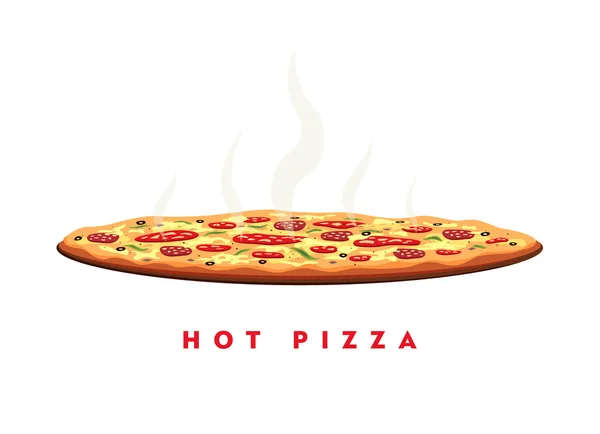 Hot pizza isolated on white background — Stock Vector