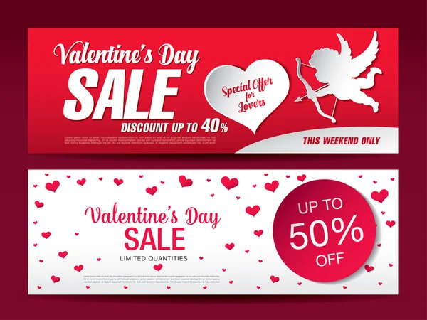 Valentýna prodej bannery — Stockový vektor