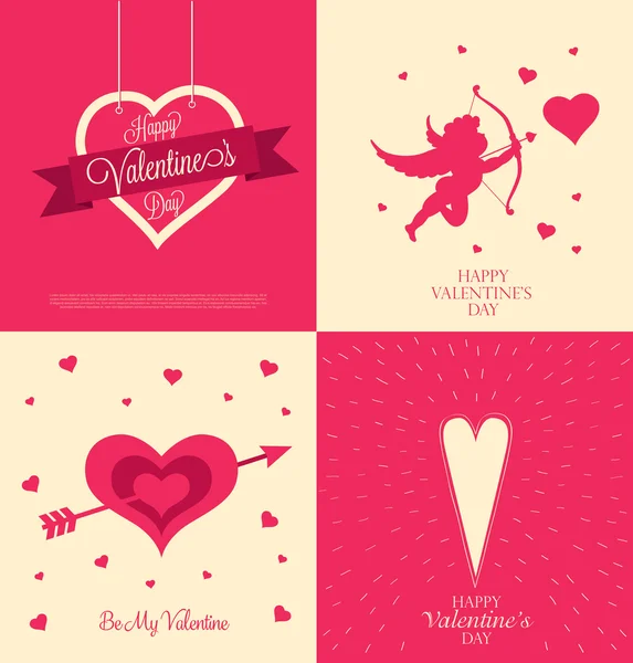 Conjunto de tarjetas de felicitación San Valentín . — Vector de stock