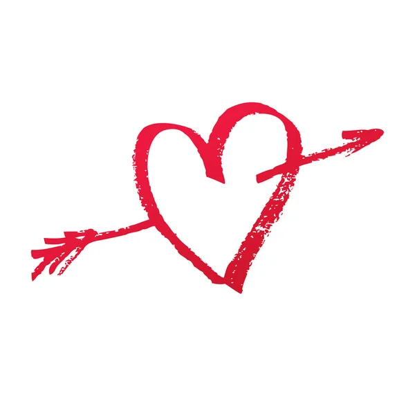 Corazón atravesado por una flecha Cupido — Vector de stock