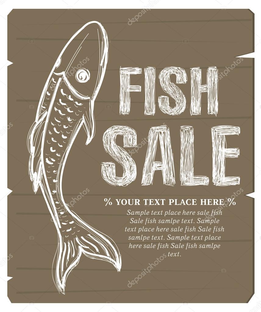 Fish sale concept banner. Vector Illustration