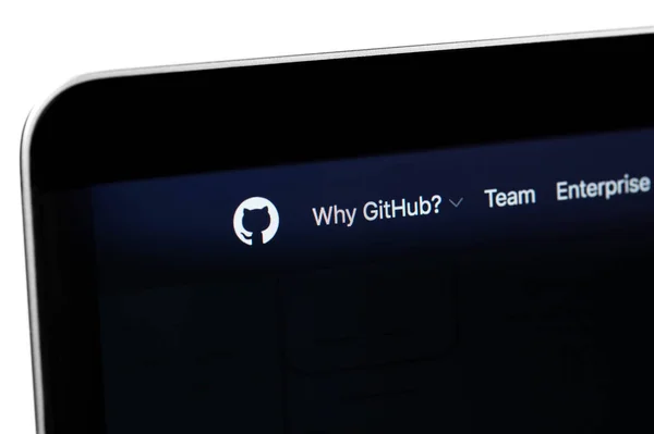 Сайт Github Сайті Display Notebook Closeup Github Найбільшим Веб Сервісом — стокове фото