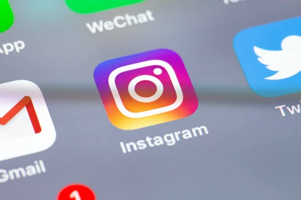 Aplicativo Instagram Tela Fechamento Smartphone Redes Sociais Instagram Aplicativo Compartilhamento — Fotografia de Stock