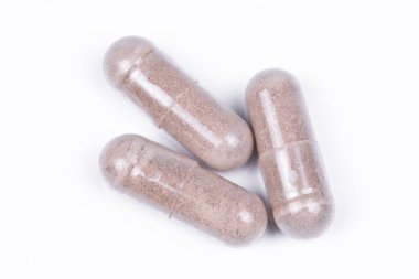 Tıbbi ilaçlar, C vitamini kapsülleri, üst görünüm.