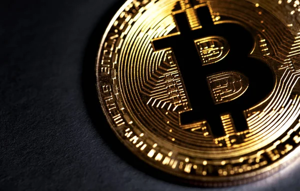 Bitcoin Cryptocurrency Logo Dark — Stock Photo, Image