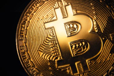 Bitcoin kripto para sembolü makro, yakın plan