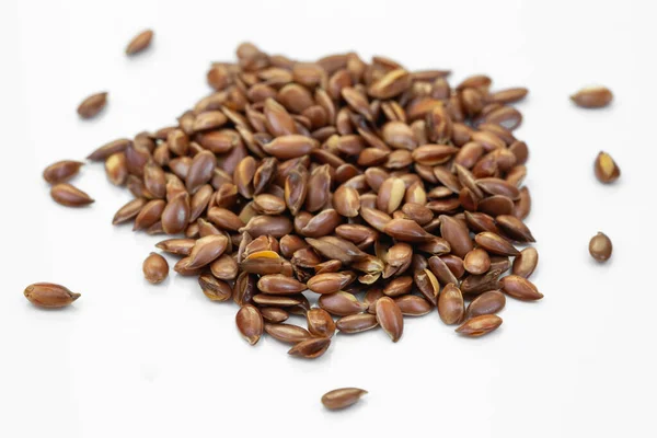 Flax Seeds Heap White Background — Stock Photo, Image