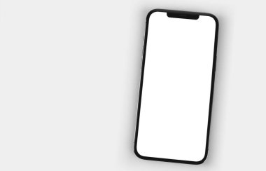 Akıllı telefon iPhone 12 Pro Max modeli, beyaz ekran, üst görünüm. Apple çok uluslu bir teknoloji şirketidir. Moskova, Rusya - 14 Ocak 2021