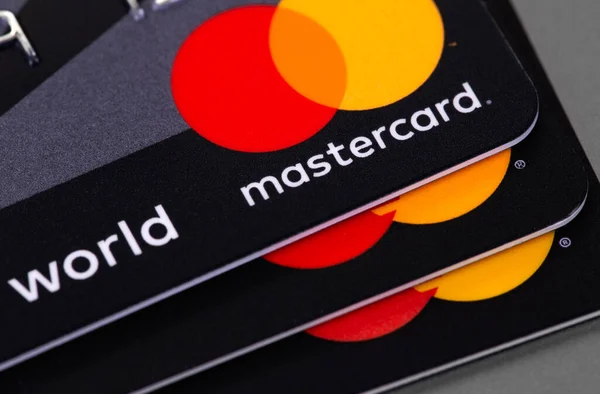 Mastercard Plast Elektronické Kreditní Karty Detailní Logo Makro Master Card — Stock fotografie