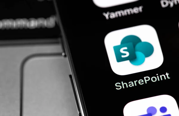 Aplicativo Móvel Microsoft Sharepoint Tela Smartphone Microsoft Sharepoint Uma Coleção — Fotografia de Stock