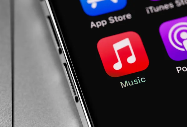 Apple Müzik Simgesi Mobil Uygulaması Ekranda Apple Music Apple Tarafından — Stok fotoğraf