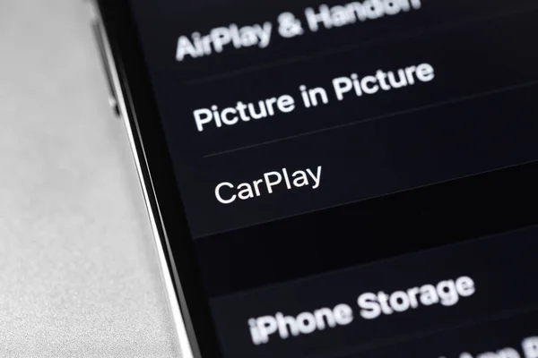 Iphone Carplay Ayarları Makro Carplay Iphone Unuzu Multimedya Ile Uyumlu — Stok fotoğraf