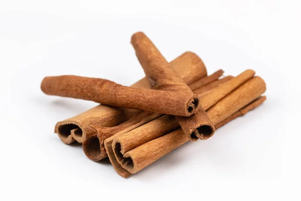 Dry Cinnamon Sticks Isolated White Background Macro — Stock Photo, Image