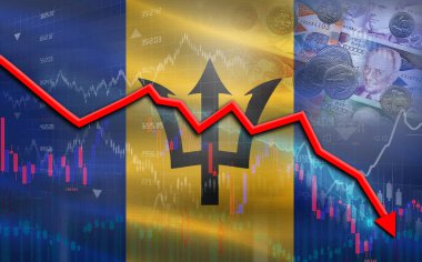 Barbados financial fall on economy market. Barbados financial crisis on economic graph