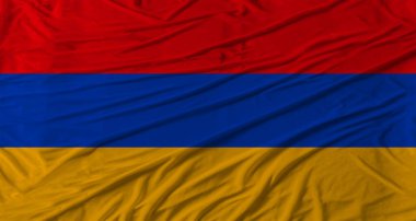 Ermeni bayrağı sallanıyor. Kumaş desenli Ermenistan bayrağı