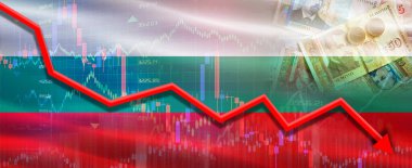 Bulgaristan 'daki ekonomik kriz ekonomik grafikte. Bulgaristan 'ın ekonomik piyasada mali çöküşü