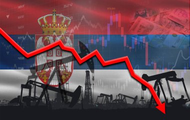 Sırbistan 'ın mali grafiğinde petrol krizi görülüyor. Ekonomik tabloda Sırbistan bayrağı ile petrol fiyatları düştü