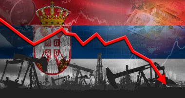 Ekonomik tabloda Meksika bayrağı, finansal grafikte Meksika bayrağı olan petrol krizi