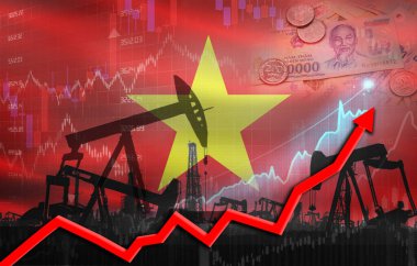 Vietnam bayraklı petrol üretimi, petrol endüstrisi. Vietnam bayrağıyla petrol pompaları