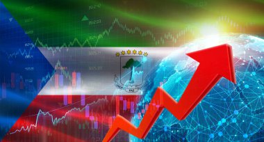 Ekvator Ginesi bayrağıyla küresel mali büyüme. Ekonomik arka planda Ekvator Gine bayrağıyla mali büyüme