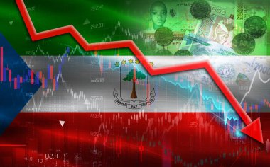 Ekonomi piyasasında Ekvator Ginesi finansal çöküşü. Ekonomi grafiğinde Ekvator Ginesi 'nde ekonomik kriz