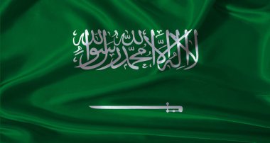 Kumaş desenli Suudi Arabistan bayrağı. Gerçekçi doku geçmişi olan Suudi Arabistan bayrağı