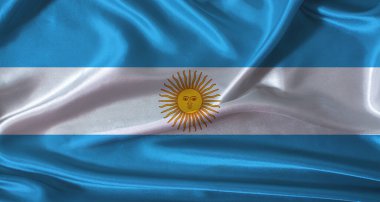 Ulusal Arjantin bayrağı kumaş desenli. Gerçekçi dokusu olan Arjantin bayrağı