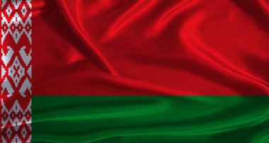 Beyaz bayrak, kumaş desenli arka plan. Gerçekçi dokuya sahip Belarus 'un ulusal bayrağı