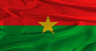 Kumaş kaplamalı Burkina Faso bayrağı. Burkina Faso Ulusal Bayrağını gerçekçi bir yapıyla kapatın