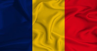 Gerçekçi Chad bayrağı sallıyor. Çad 'ın bayrağını kumaş desenli kapat