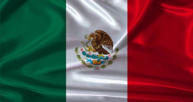 Kumaş desenli Meksika bayrağı. Gerçekçi dokusu olan Meksika bayrağı