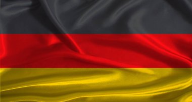 Kumaş kaplamalı Almanya bayrağı. Gerçekçi dokuya sahip ulusal Almanya bayrağı