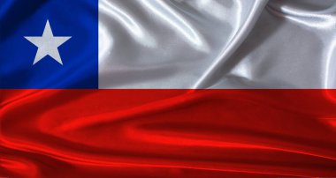 Kumaş desenli Şili bayrağı. Gerçekçi doku arka planına sahip Şili bayrağı
