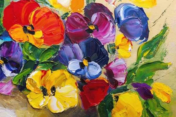 Lukisan minyak tekstur, bunga, seni, gambar warna dicat, cat Stok Foto Bebas Royalti