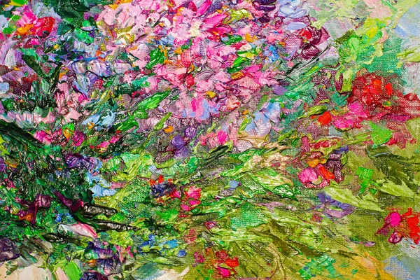 Textuur van olieverfschilderij, Art geschilderd afbeelding kleur, verf, — Stockfoto