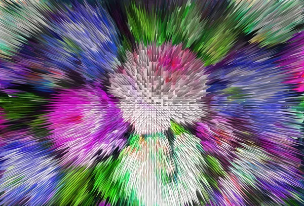 Картина імпресіонізму з ефектом екструзії, кольоровий квітковий бак — стокове фото