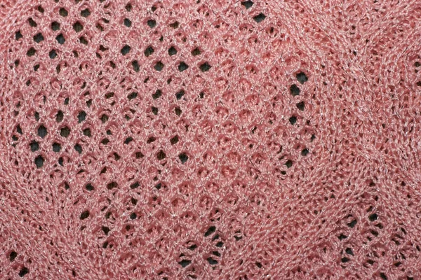 粉色的针织的羊毛织物纹理特写。与卢勒克斯线程，耶 — 图库照片