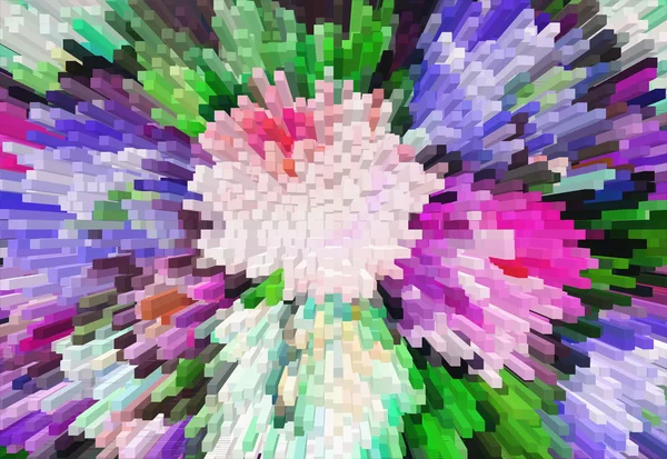 İzlenimcilik boya ile ekstrüzyon etkisi, renkli çiçek bac — Stok fotoğraf