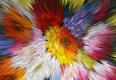 ekstrüzyon çiçek arka plan, parlak renkli soyut, ekstrüzyon bloklar ve Piramitler, arka plan ve doku, kumaşlar ve moda tasarımı için 3d ekstrüzyon çiçek deseni için degrade renk